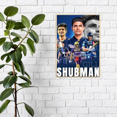 Acrylic Cricketers Player Photo Frame For India Cricket Sports Studio Cafe Wall Frame with 3D Text Gift For Cricket Player, Fans & Achievers Wall Art Decor For Bedroom, Office & Gaming Setup (Shubman Gill)